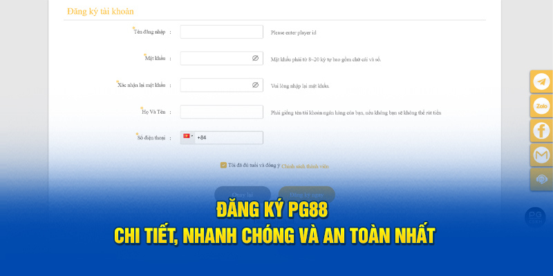 Điền thông tin để đăng ký fb88 an toàn nhất